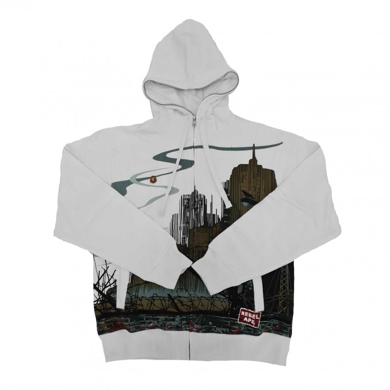 Men's NYC White Apocalypse Zip Up Hoodie Jacket