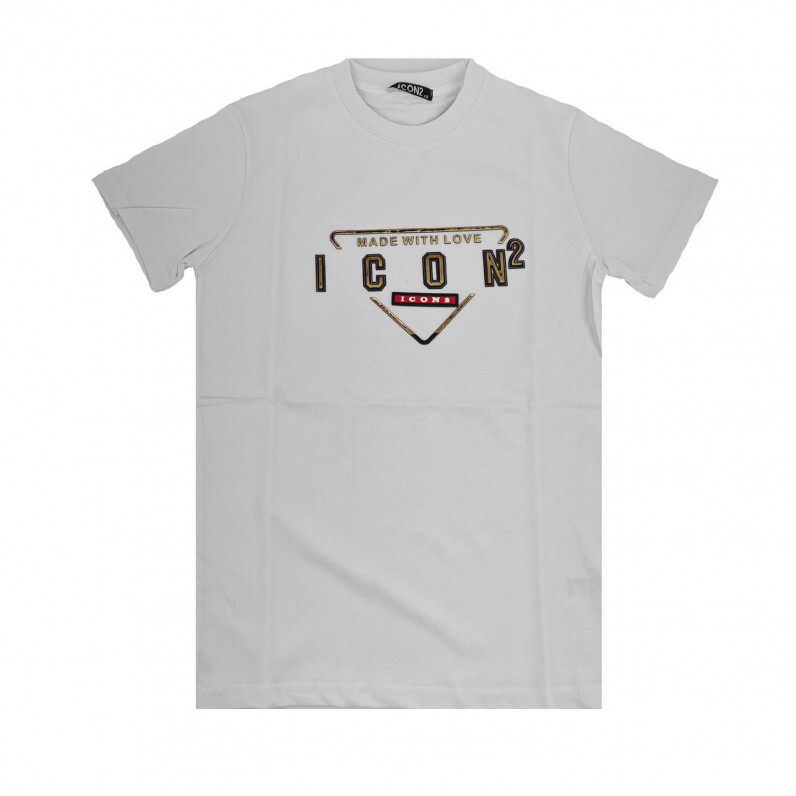 Men's White Cotton Squared Hip Hop T-Shirt, 3208-2