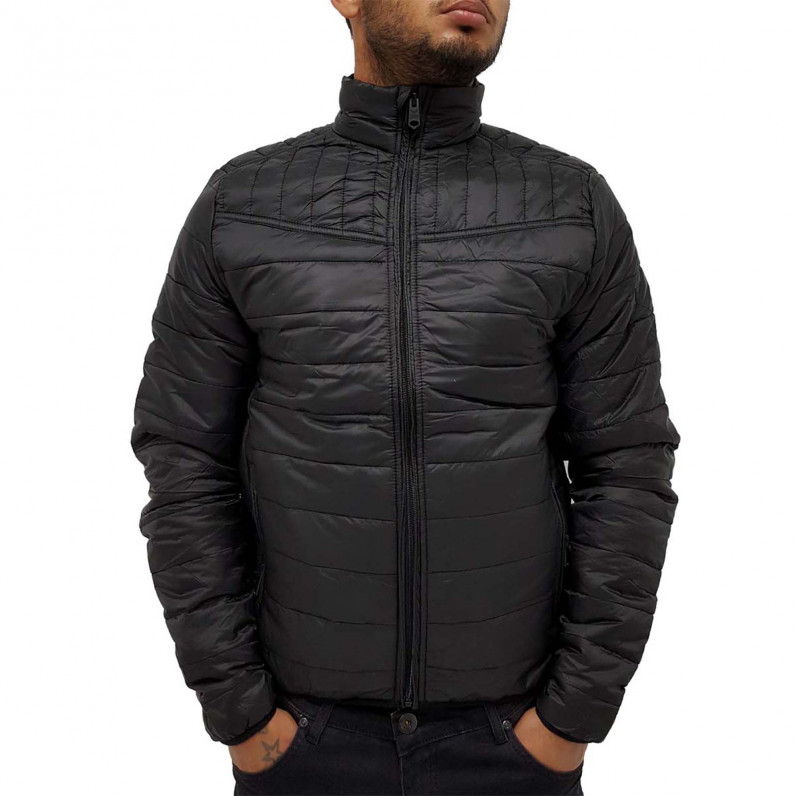 Men's Black Mongrel Puffer Quilted Padded Bomber Style Jacket
