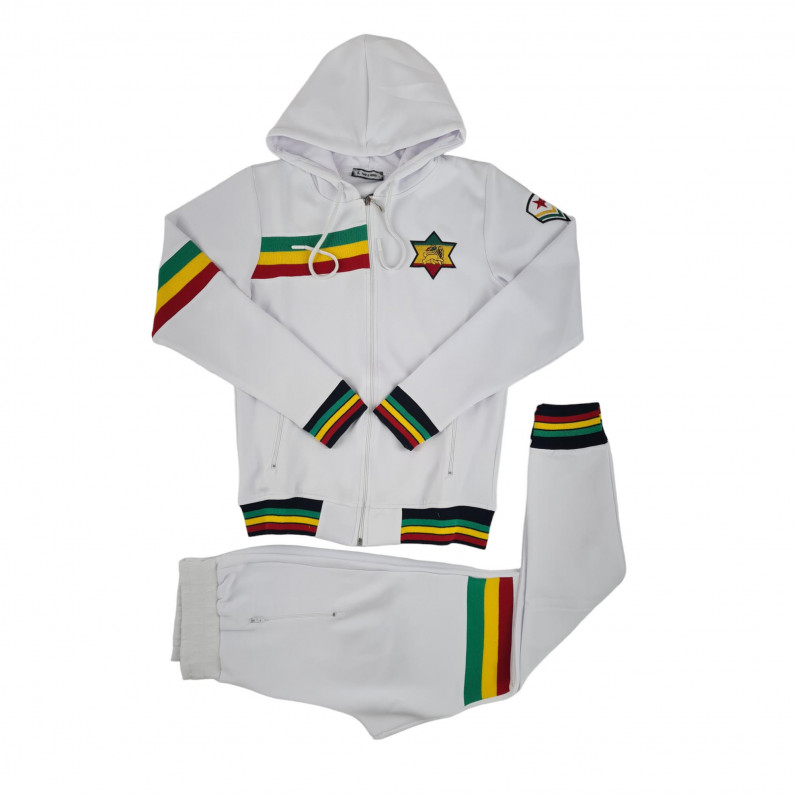 Men's White Urban Rasta Lion Tracksuit