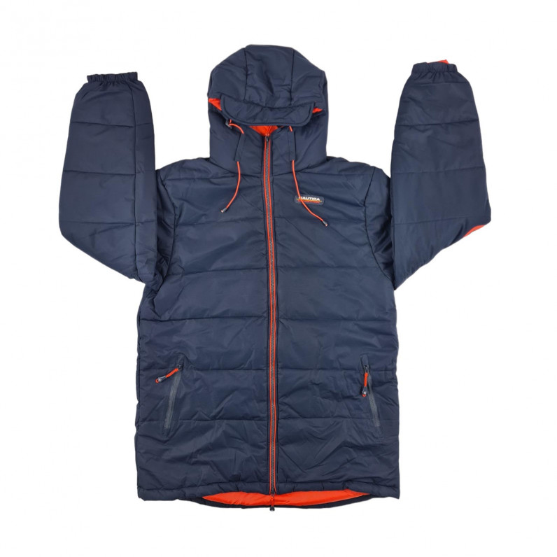 Men's Navy Urban Puffer Padded Funnel Neck Winter Hooded Jacket