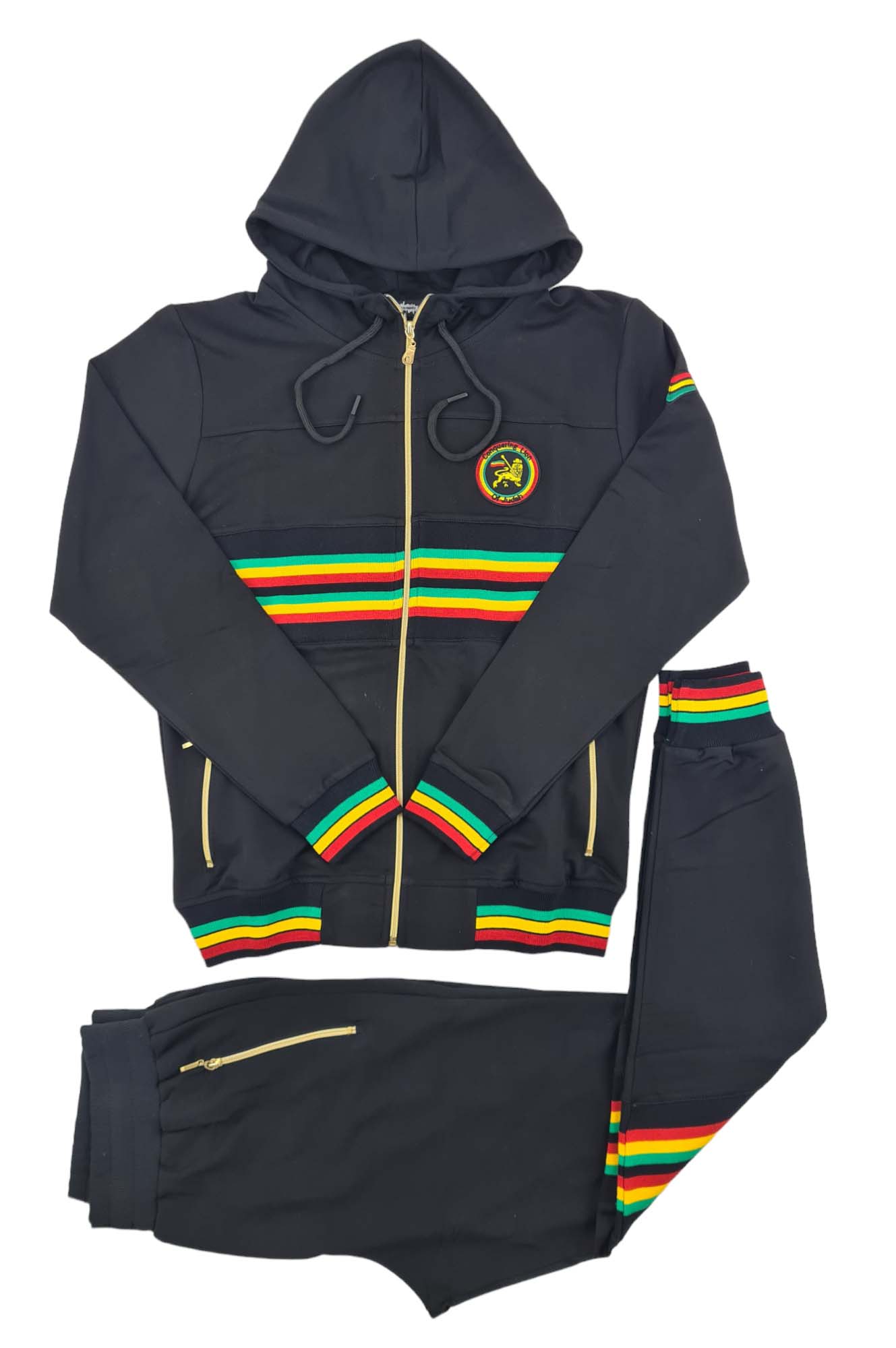 Tuta Uomo Time Is Money Urban Rasta Lion - Felpa Con Cappuccio E Pantaloni In Cotone Fleece - Colori Nero, Antracite, Oliva