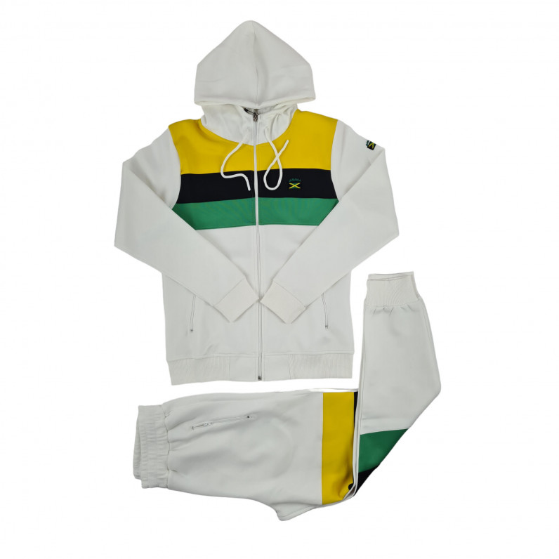 Men's White Jamaican Fleece Cotton Tracksuit