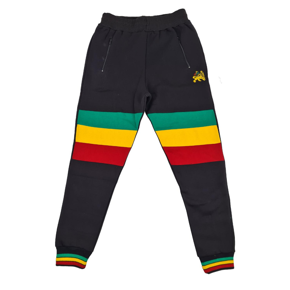 Time Is Money Herren Urban Rasta Lion 3-Streifen Reißverschluss Designer Baumwollfleece Trainingsanzug Schwarz Anthrazit Olive, olivgrün, S