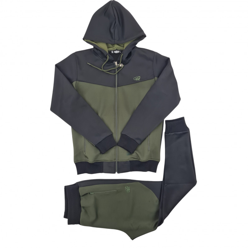 Men's 2Tone Black Green Unique Urban Designer Tracksuit