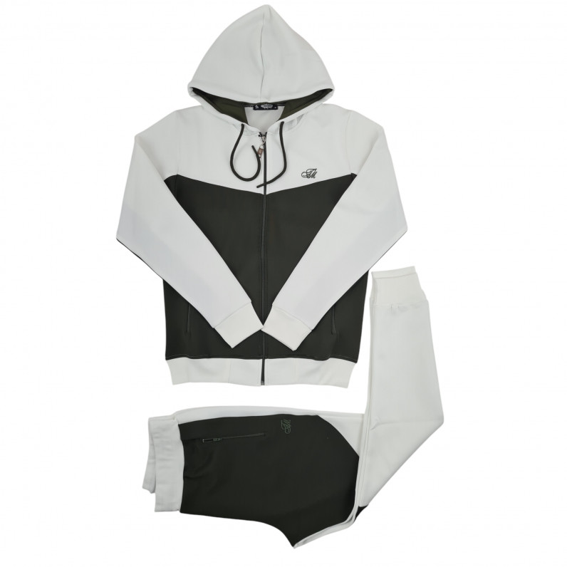 Men's 2Tone White Green Unique Urban Designer Tracksuit