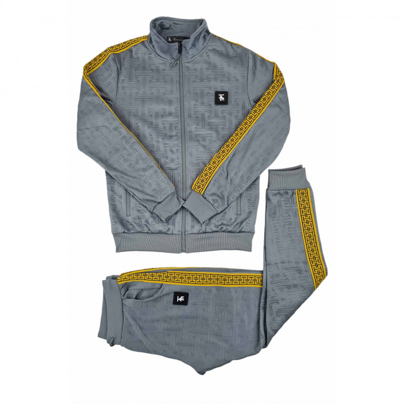 Men's Gavin Grey Designer Tracksuit Set Full Zip Jacket & Joggers