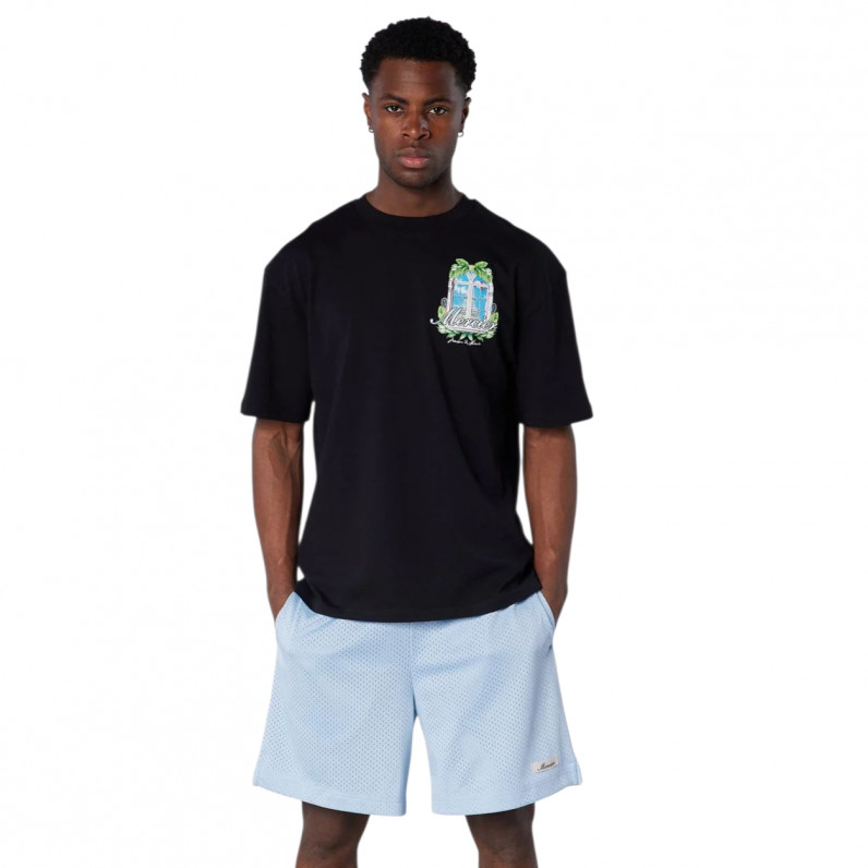 Men's Balcony Black Graphic T-Shirt 100% Cotton 220 GSM | Embroidered Urban Streetwear