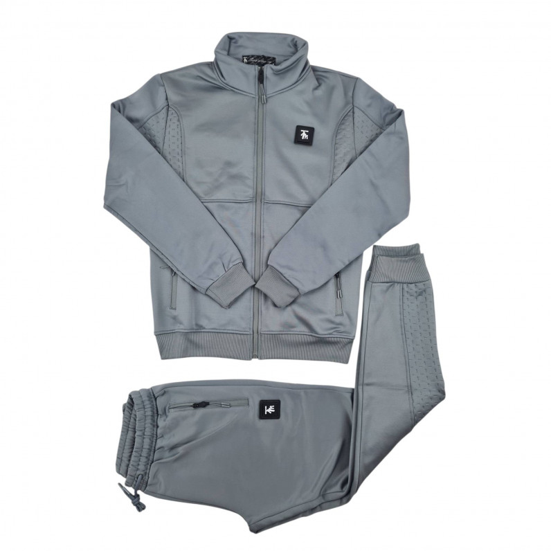 Men's Tracksuit Set – Slim Fit Zip Jacket & Joggers | 100% Polyester | Jamie Grey