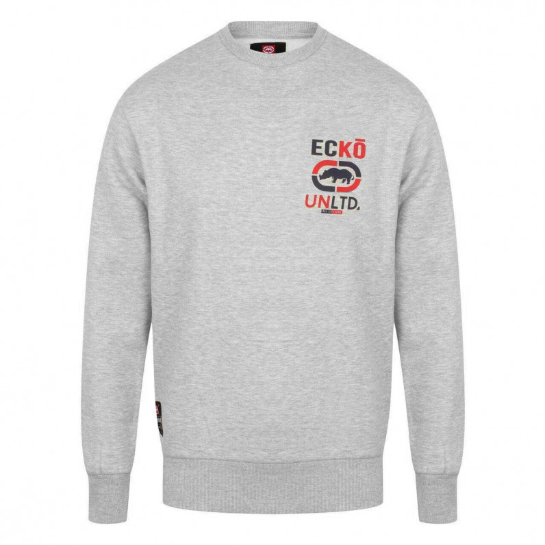 Men's Sweatshirt – Grey Regular Fit Crewneck Jumper – Cotton Blend Streetwear Top Brooklyn