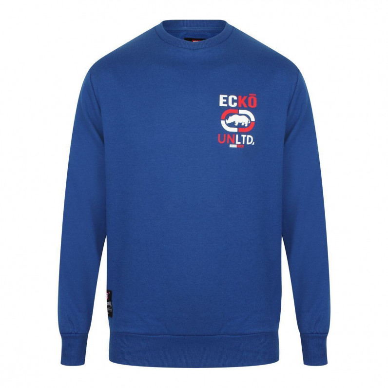 Men's Sweatshirt – Blue Regular Fit Crewneck Jumper – Cotton Blend Streetwear Top Brooklyn