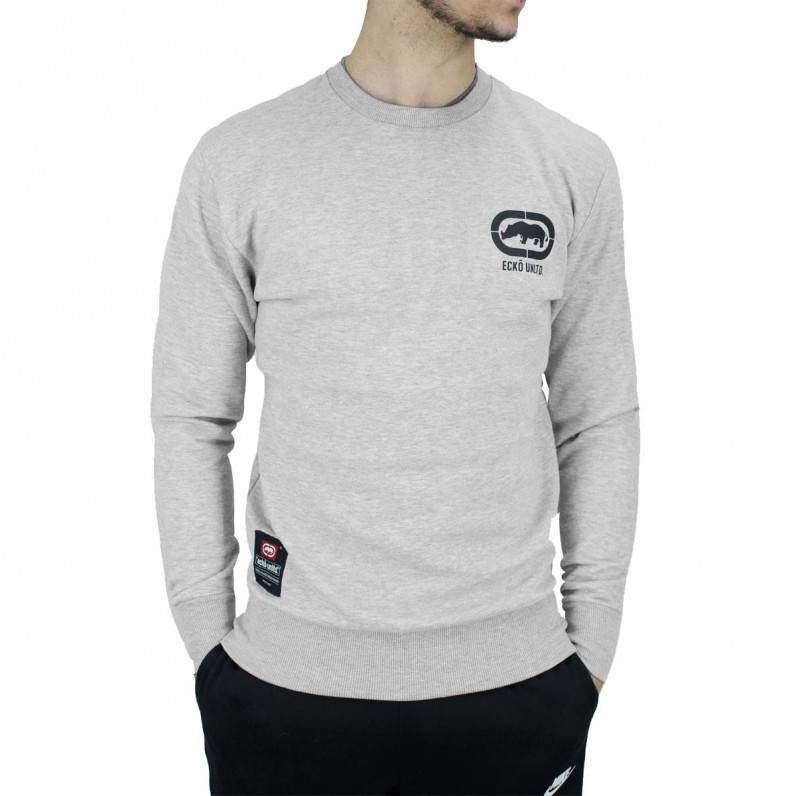Men's Sweatshirt – Grey Regular Fit Crewneck Jumper – Cotton Blend Streetwear Top Spur