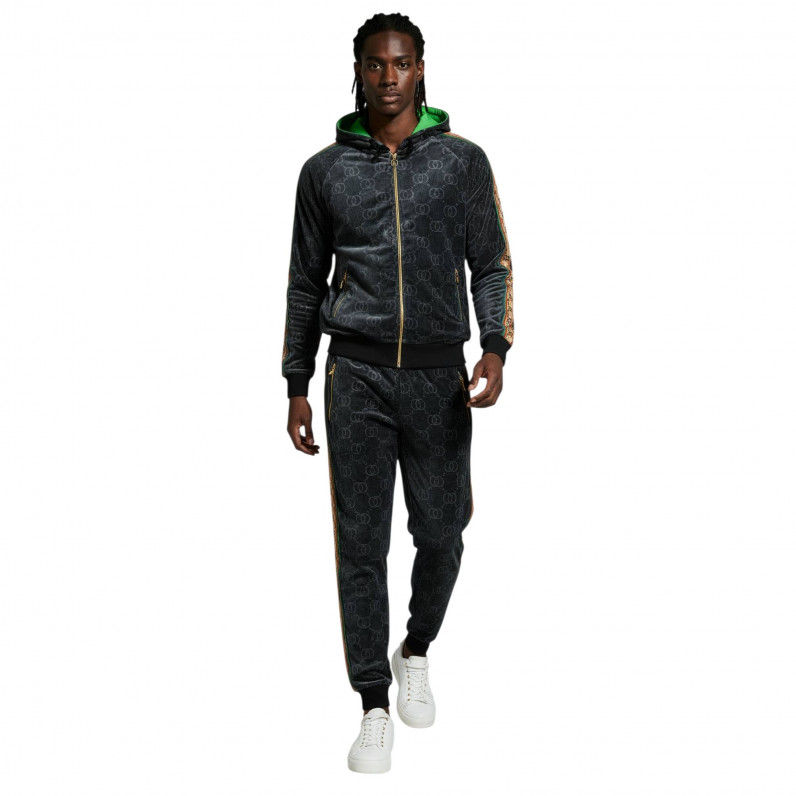 Men&rsquo;s Black Velour Tracksuit Set &ndash; Premium Slim Fit Hoodie & Joggers
