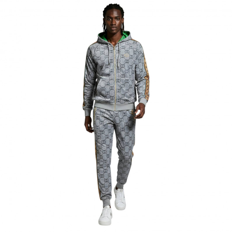 Men&rsquo;s Grey Velour Tracksuit Set &ndash; Premium Slim Fit Hoodie & Joggers