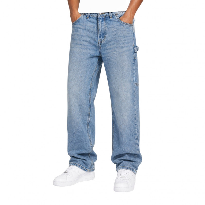 Men&rsquo;s Stone Wash Blue Loose Fit Denim Jeans &ndash; Cargo Style 100% Cotton