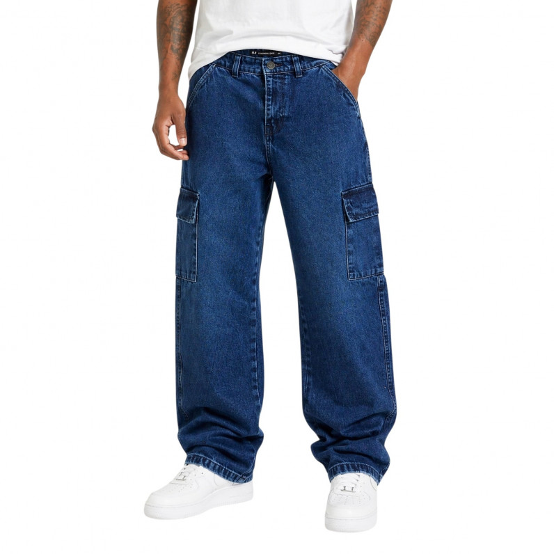 Men&rsquo;s Baggy Fit Cargo Denim Skater Jeans &ndash; Dark Wash Blue