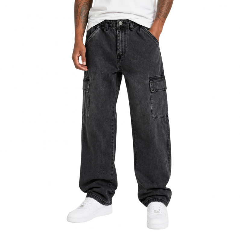 Men&rsquo;s Baggy Fit Cargo Denim Skater Jeans &ndash; Black Wash