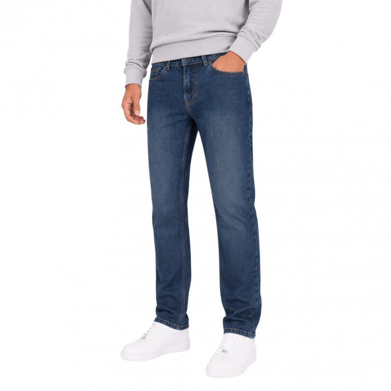 Men's Regular Fit Denim Jeans | 100% Cotton Casual Jeans | Zip Fly | Stone Wash Blue