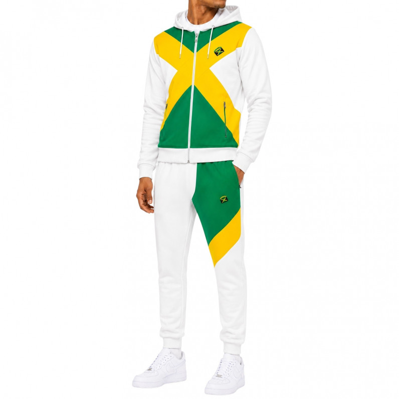 Men's Slim Fit Jamaica Hooded Tracksuit Set &ndash; White | Sizes S&ndash;5XL