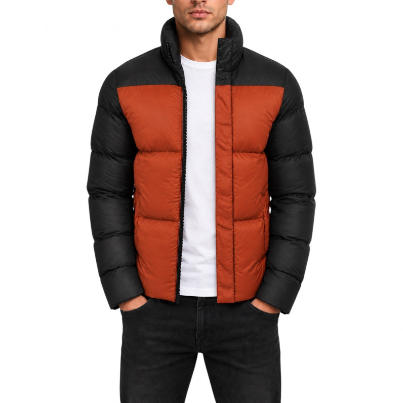 Men&rsquo;s Rust Colour Block Puffer Jacket