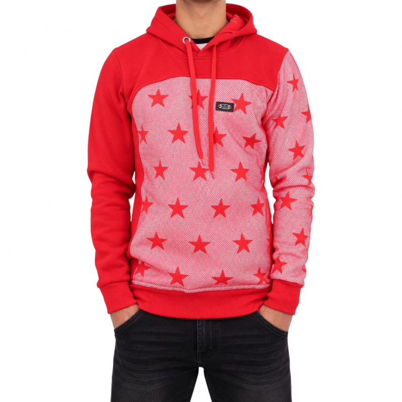 Men&rsquo;s Red USA Star Print Pullover Hoodie
